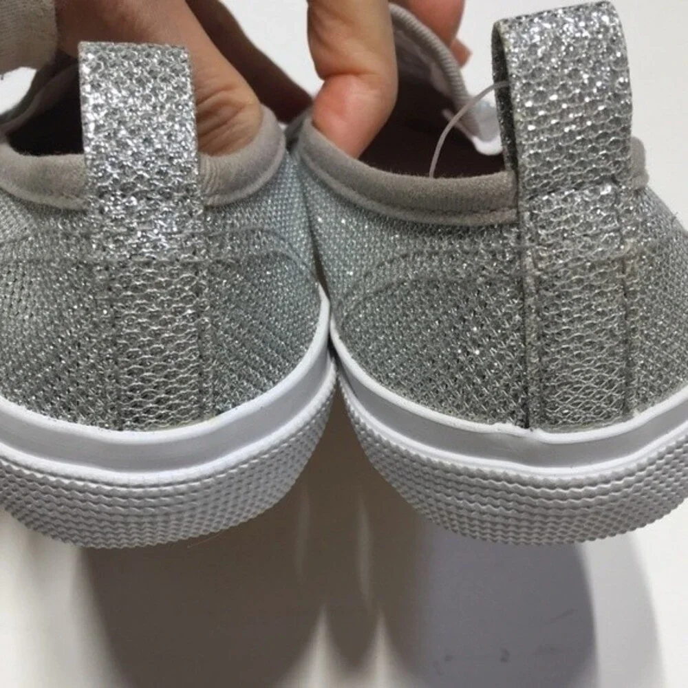 Joe Fresh Sparkly Silver Slip On Sneakers NWOB 1